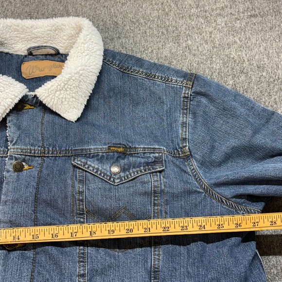 Wrangler Sherpa Lined Denim Jacket Mens Authentic Western Blue Jean Coat XL - Picture 7 of 12